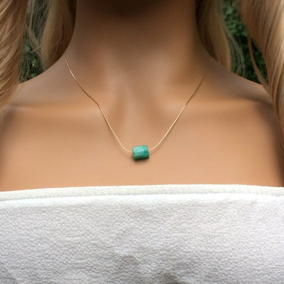 Amazonite choker, 14k gold filled, throat chakra, healing jewelry - Picture 1 of 8